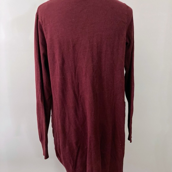 DREAMERS BY DEBUT Open Front Long Burgundy Cardigan - Picture 4 of 8